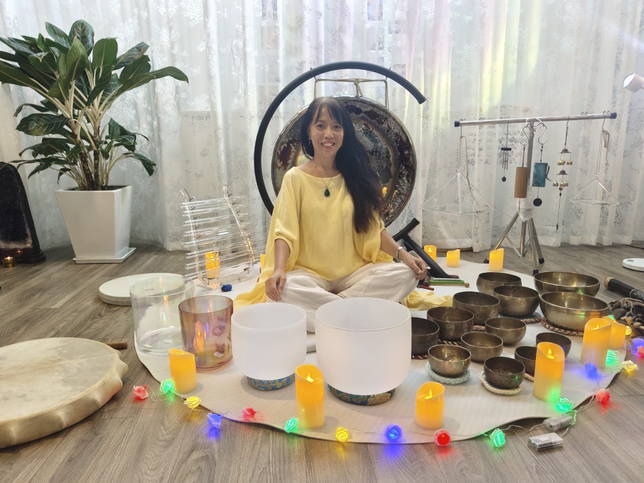 Kendra with sound instruments